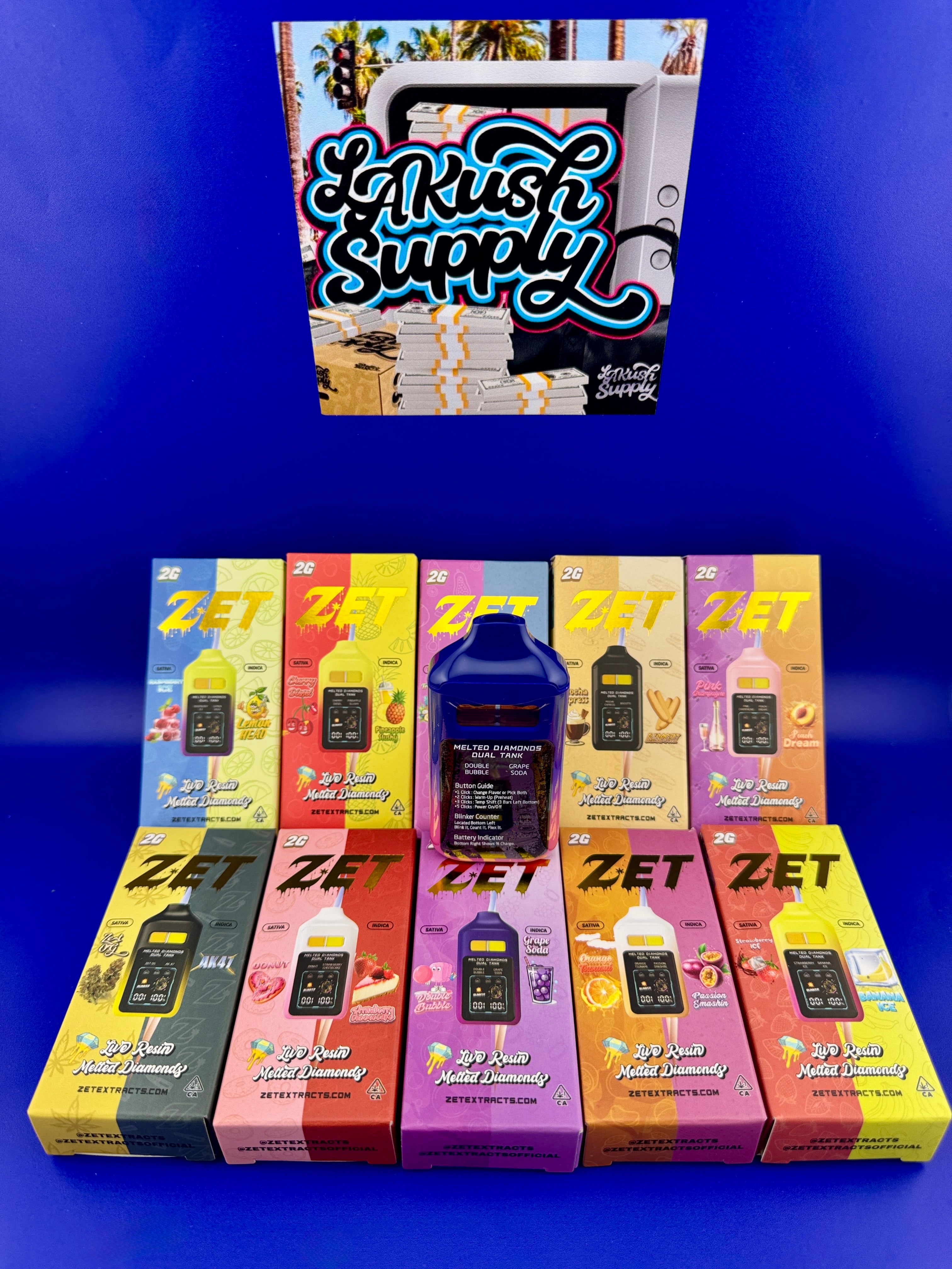 Zet Extracts - 2 Gram Liquid Diamonds & Live Resin Disposable - Dual Flavors - Digital Screen